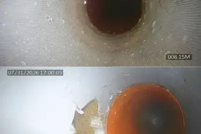 Shortliner-reparatie: vakman prepareert een korte glasvezel liner met hars naast een open rioolput